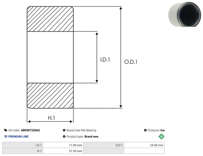 AS-PL ABE9072(INA) Bearing