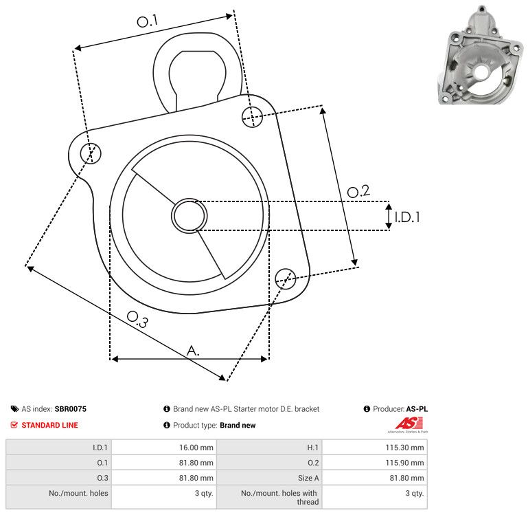 AS-PL SBR0075 Starter Lid, carburettor