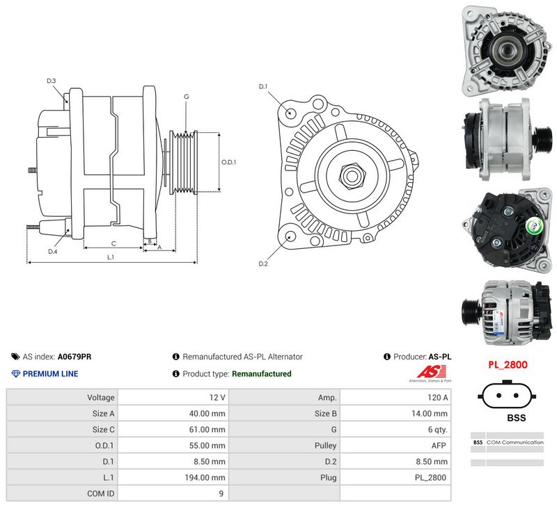 Generaator, AS-PL A0679PR
