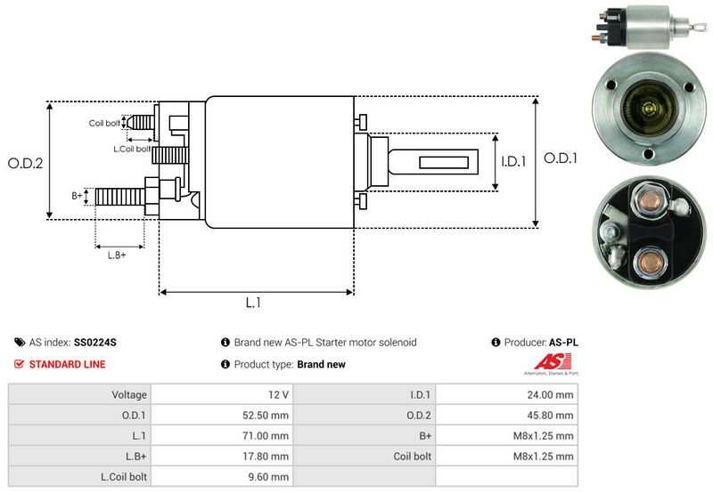 AS-PL SS0224S Solenoid Switch, starter