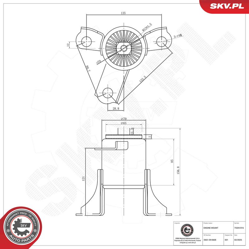 ESEN SKV felfüggesztés, motor 75SKV316