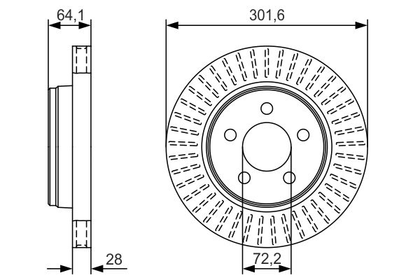 BOSCH JEEP диск тормозной передний Cherokee 08-, Dodge Nitro 07-