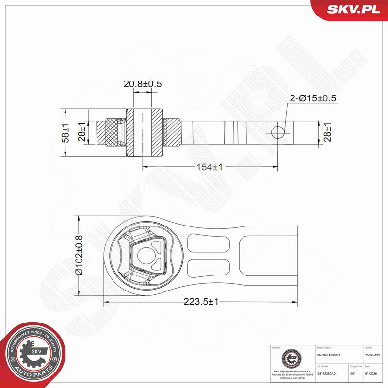 ESEN SKV 75SKV433 Mounting, engine