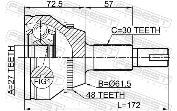 FEBEST 0110-GSL20A48 Joint Kit, drive shaft