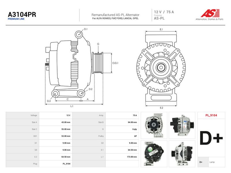 Generaator, AS-PL A3104PR
