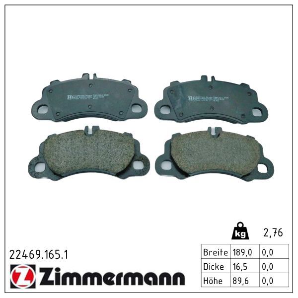 комплект спирачно феродо, дискови спирачки ZIMMERMANN