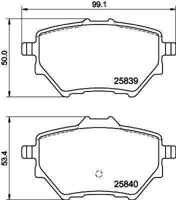 Комплект гальмівних накладок, дискове гальмо, Hella 8DB355020-991