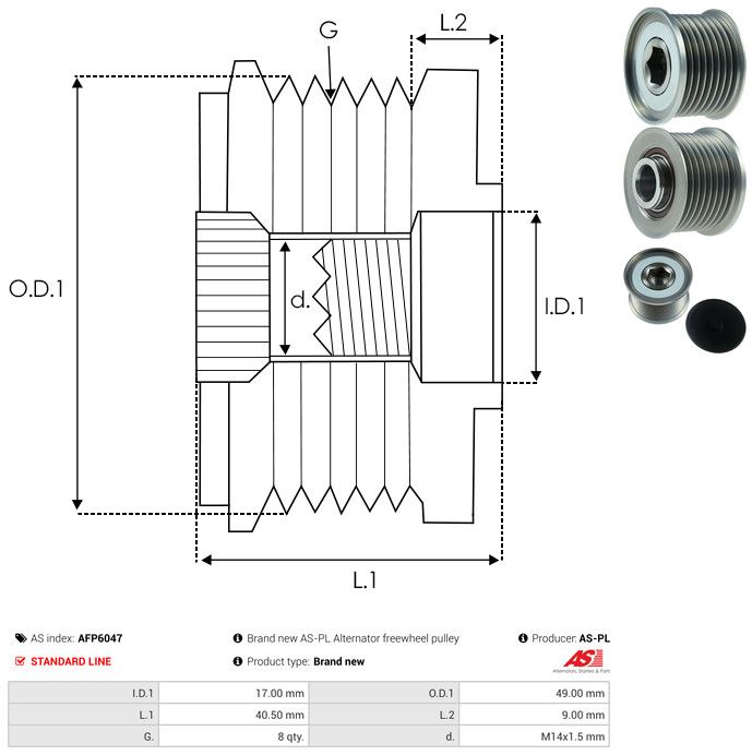 AS-PL AFP6047 Alternator Freewheel Clutch