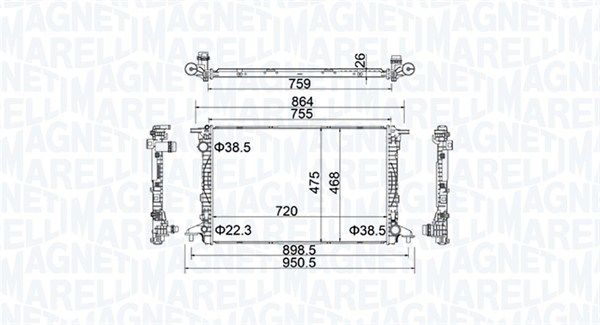 Радіатор, система охолодження двигуна, Magneti Marelli 350213154900