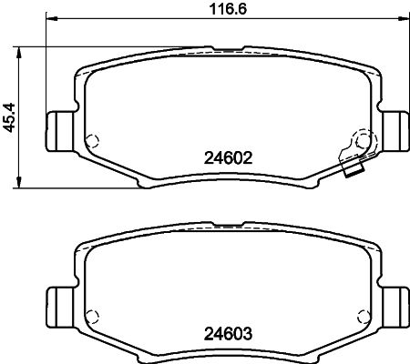 Комплект гальмівних накладок, дискове гальмо, Hella 8DB355014-381