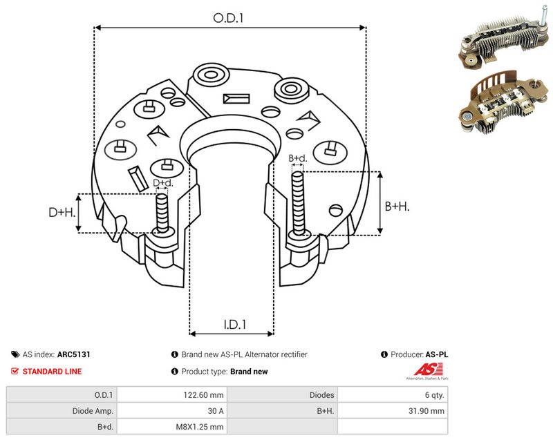 AS-PL ARC5131 Rectifier, alternator