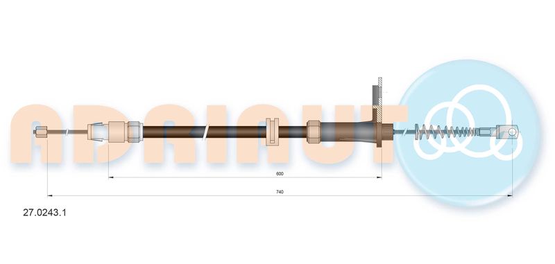Тросовий привод, стоянкове гальмо, Adriauto 27.0243.1