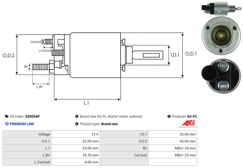 AS-PL SS0054P Solenoid Switch, starter