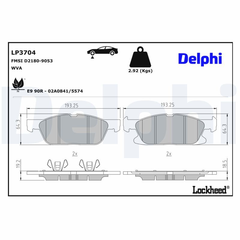 комплект спирачно феродо, дискови спирачки DELPHI