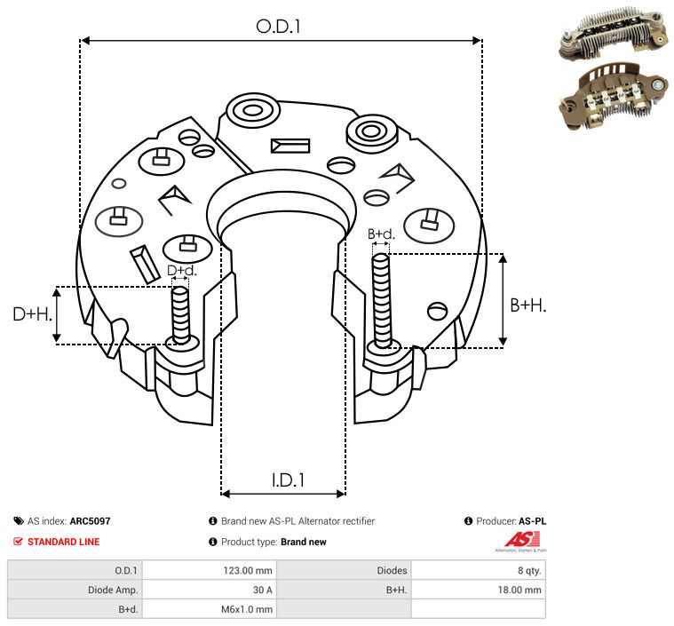 AS-PL ARC5097 Rectifier, alternator