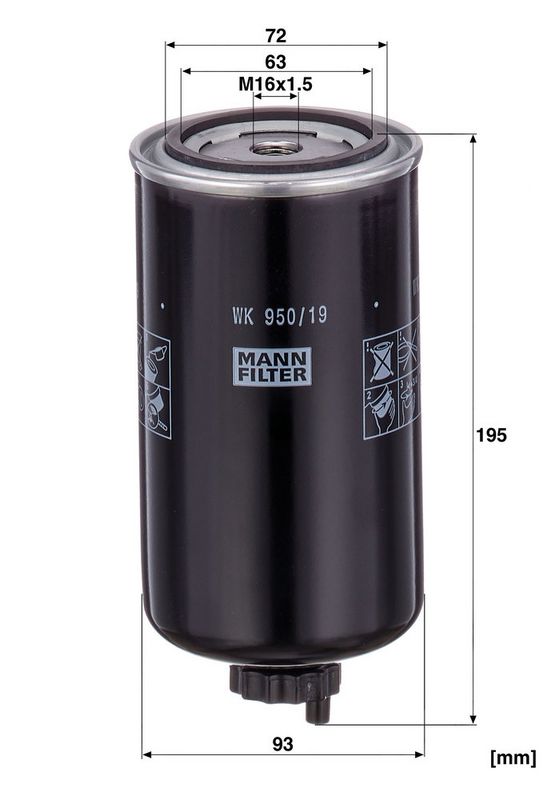 Filtru combustibil WK 950/19 MANN-FILTER