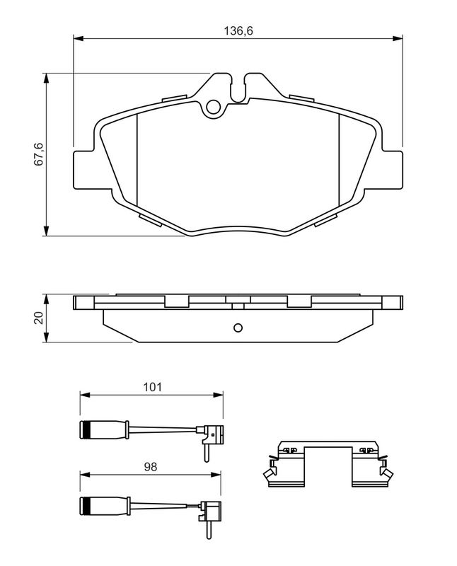 Piduriklotsi komplekt, ketaspidur, BOSCH 0 986 494 647