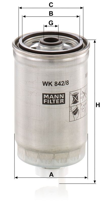Kütusefilter, MANN-FILTER WK 842, 8