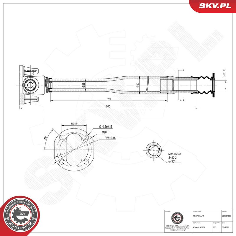 ESEN SKV 76SKV023 Drive Shaft