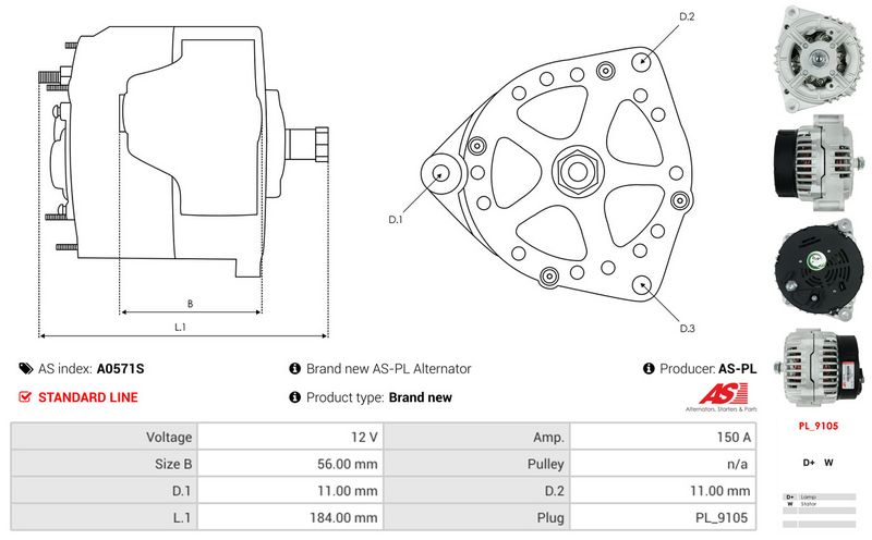 AS-PL A0571S Alternator