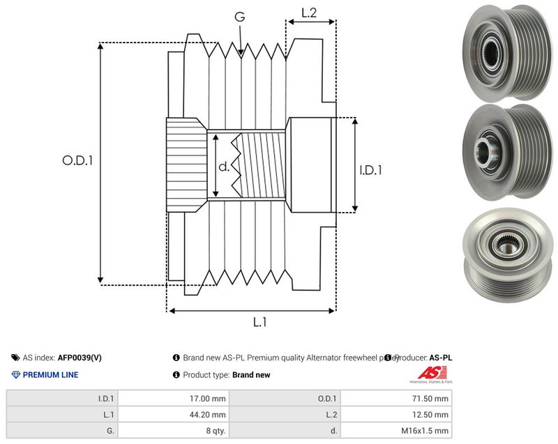 AS-PL AFP0039(V) Alternator Freewheel Clutch