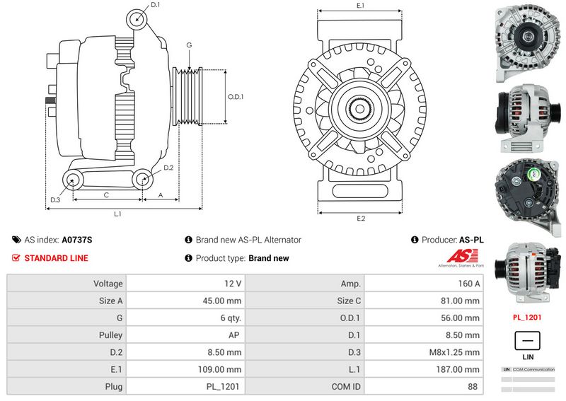 AS-PL A0737S Alternator