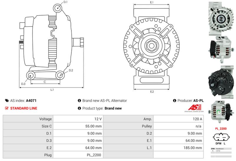 AS-PL A4071 Alternator