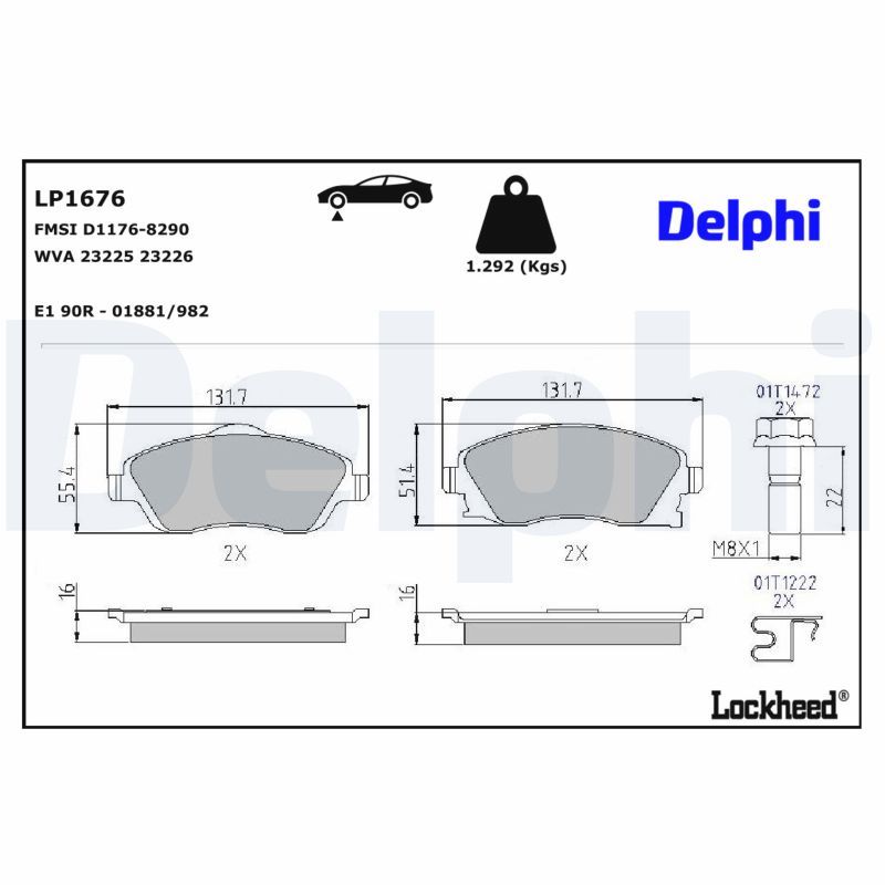 Piduriklotsi komplekt, ketaspidur, DELPHI LP1676