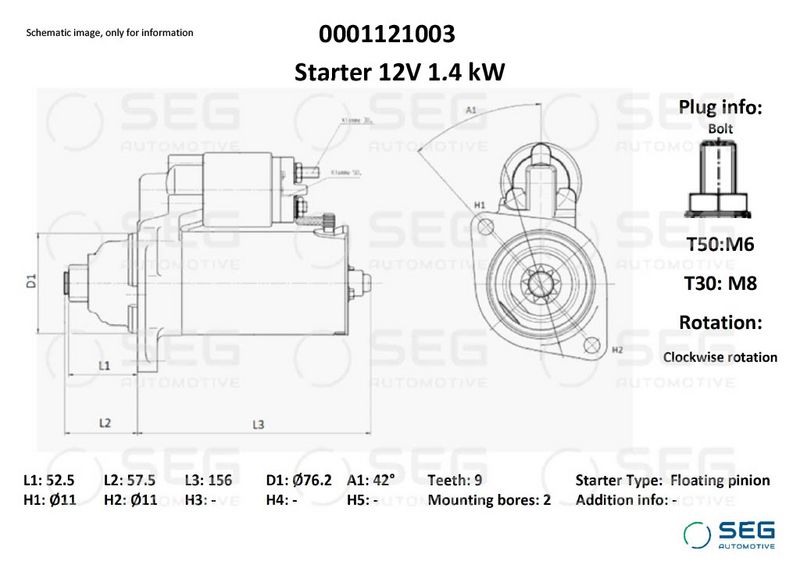 SEG Automotive 0001121003 Starter