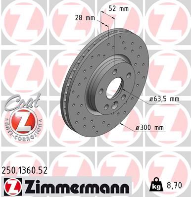 Гальмівний диск, Zimmermann 250.1360.52