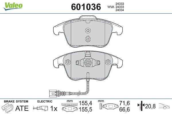 set placute frana,frana disc 601036 VALEO