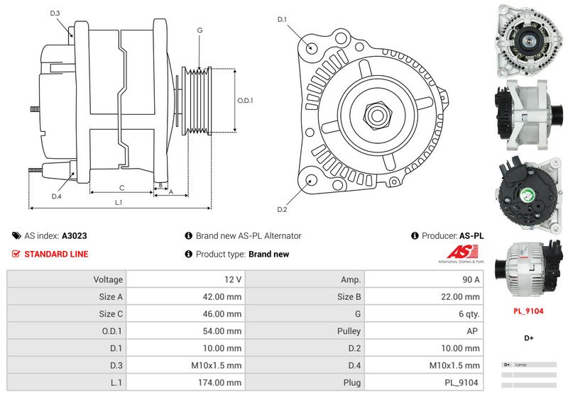 AS-PL A3023 Alternator