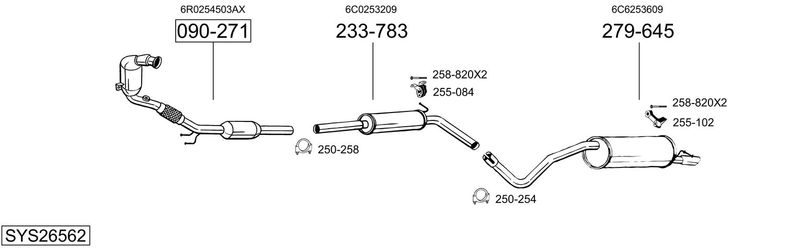 BOSAL kipufogórendszer SYS26562