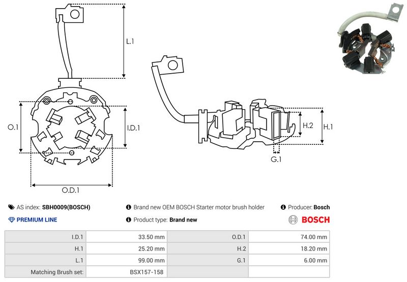 AS-PL SBH0009(BOSCH) Holder, carbon brushes