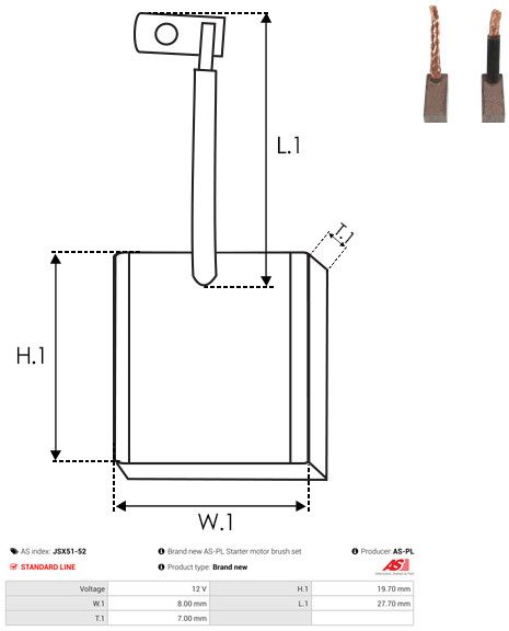 AS-PL JSX51-52 Carbon Brush, starter