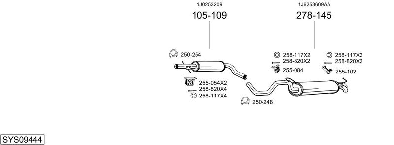 BOSAL kipufogórendszer SYS09444