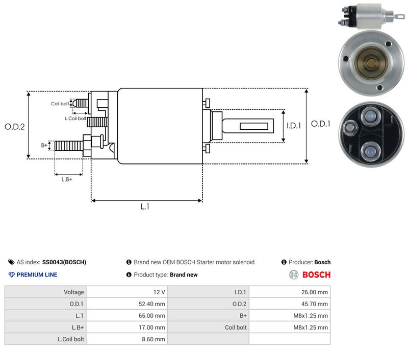 Magnetlülitus, starter, AS-PL SS0043(BOSCH)