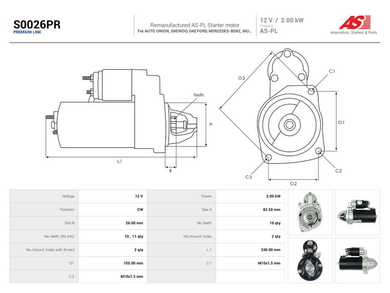 This part match OEM code: 1611513001