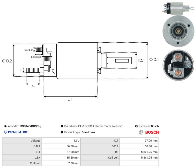 AS-PL SS0046(BOSCH) Solenoid Switch, starter