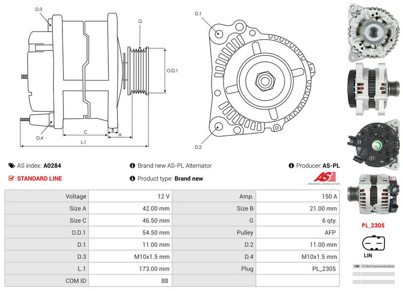 AS-PL A0284 Alternator
