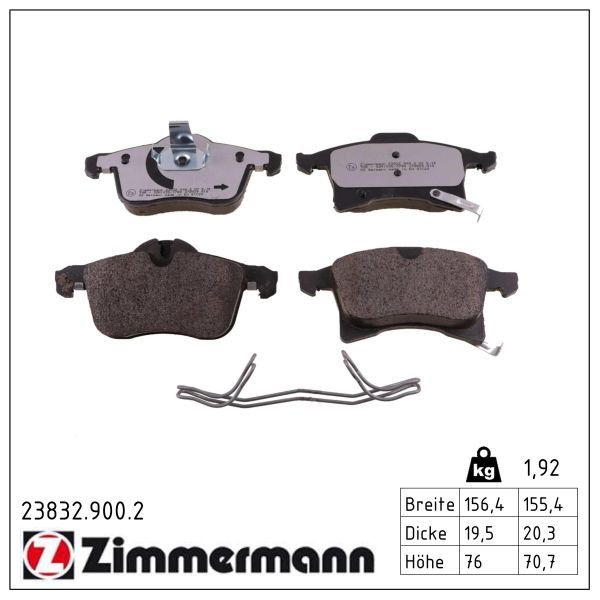 комплект спирачно феродо, дискови спирачки ZIMMERMANN