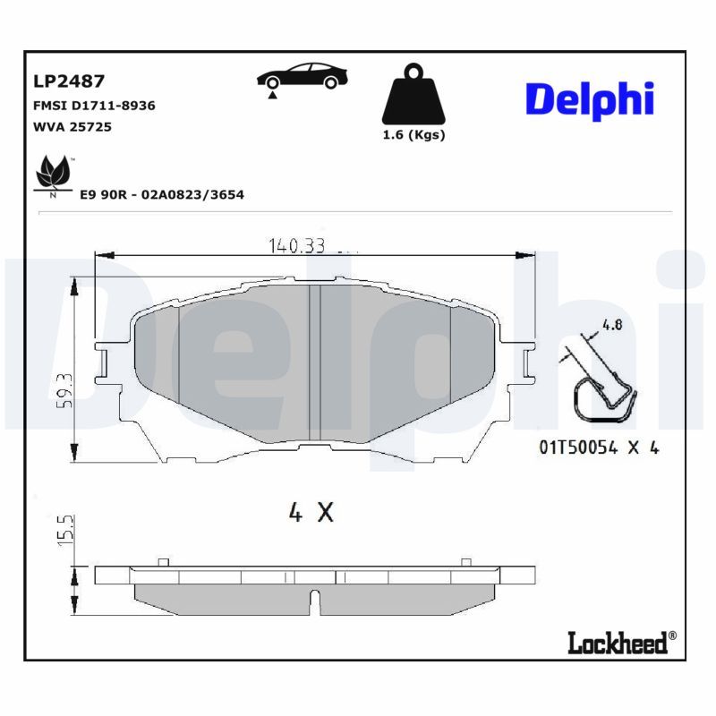 Piduriklotsi komplekt, ketaspidur, DELPHI LP2487