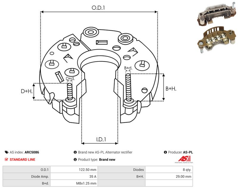 AS-PL ARC5086 Rectifier, alternator