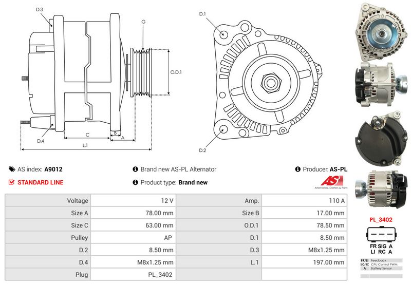 AS-PL A9012 Alternator