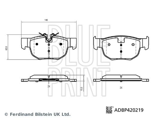 BLUE PRINT Stabdžių trinkelių rinkinys, diskinis stabdys