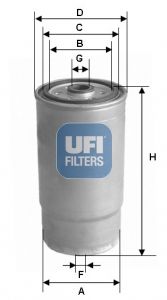 Фільтр палива, фільтрувальний елемент, Ufi 24.460.00