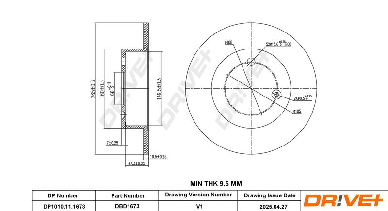Disc frana DP1010.11.1673 Dr!ve+