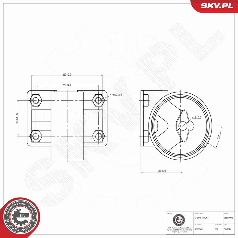 ESEN SKV 75SKV475 Mounting, engine