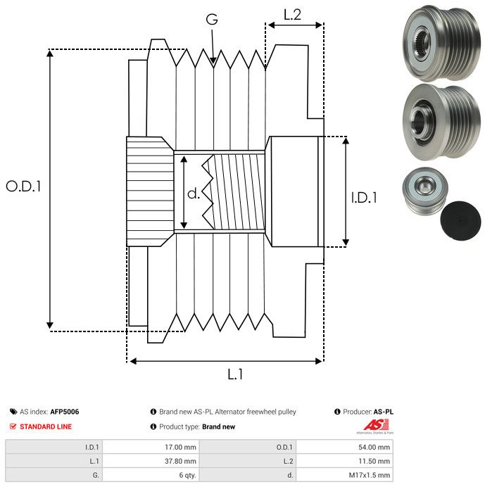 AS-PL AFP5006 Alternator Freewheel Clutch