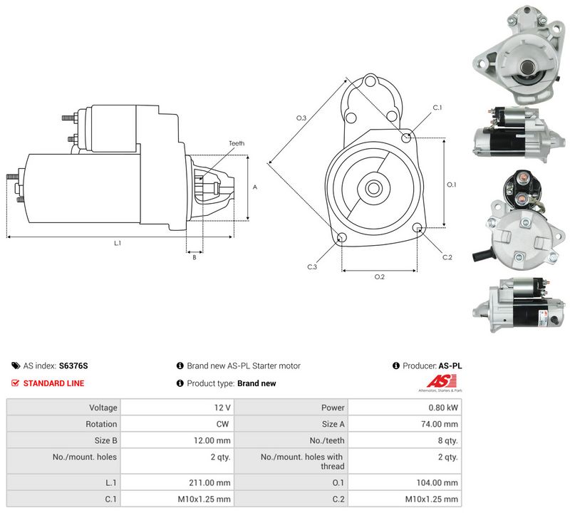Starter, AS-PL S6376S